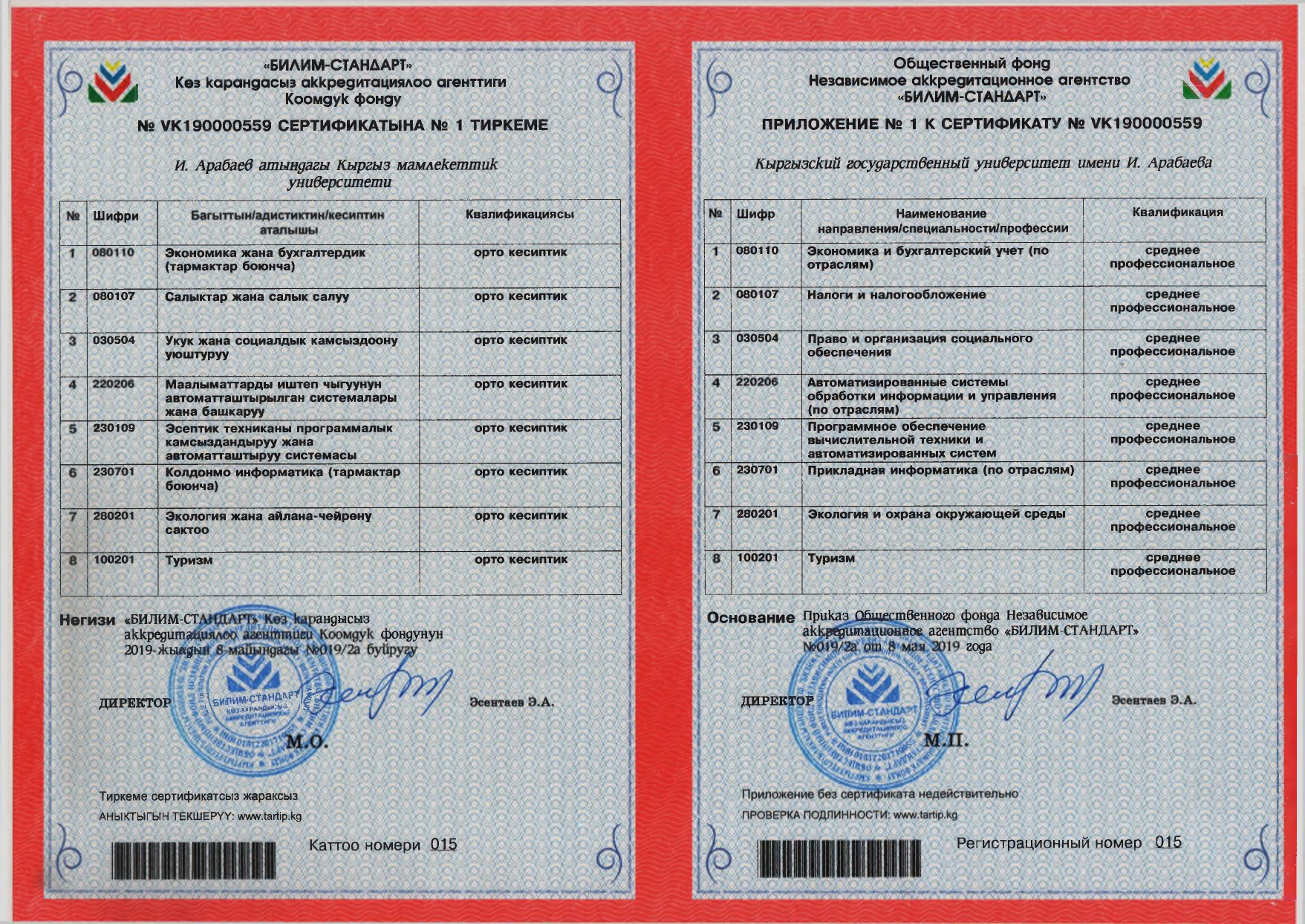 Сертификат № VK190000559